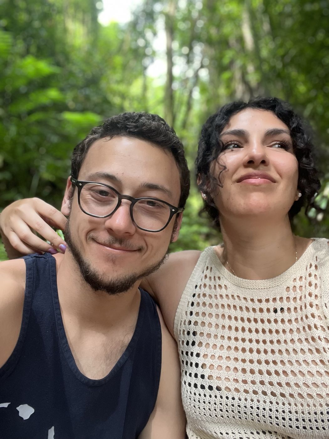Tristan and Ileana among tall trees