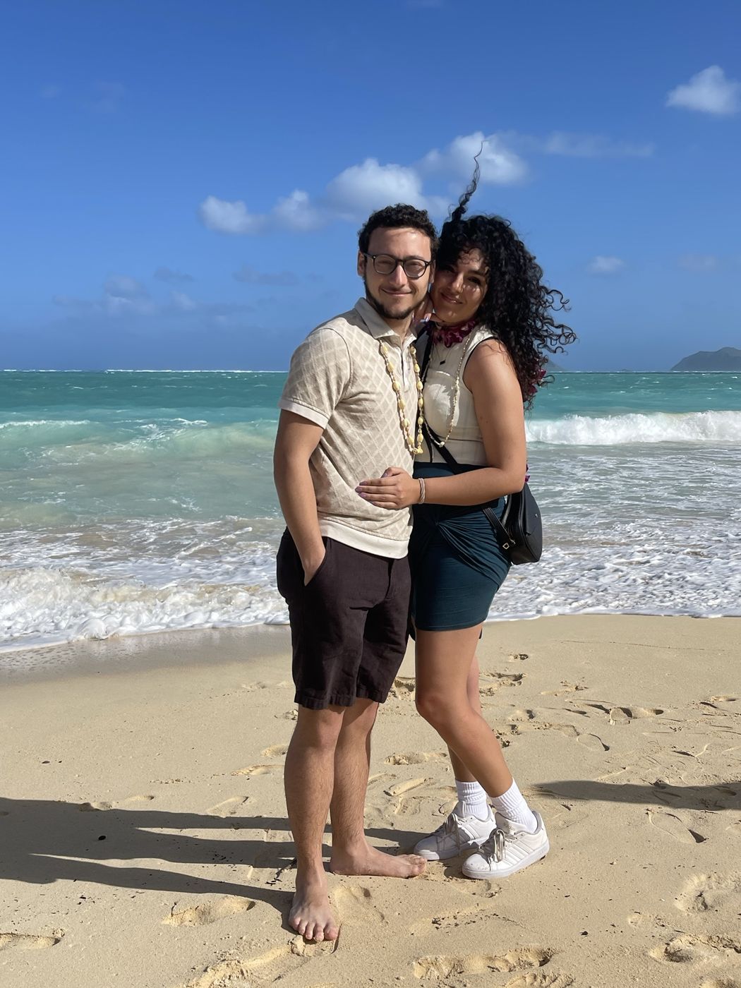 Tristan and Ileana on a beach in Hawaii